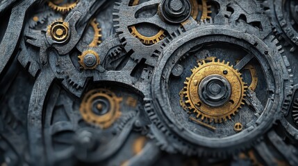 Intricate mechanical gears in a clockwork assembly