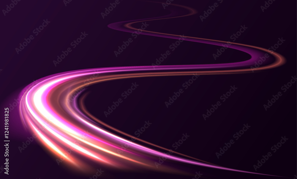 Aufkleber Neon color glowing lines background, high-speed light trails effect. Modern abstract high-speed light motion effect on black background. Light motion effect, slow shutter of traffic.	
