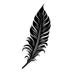 Obraz premium Elegant Black Feather Silhouette on White Background