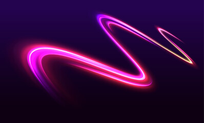 	
Lines in the shape of a comet against a dark background. Vortex streams of neon light. Glitter sparkle star trail, light effect, abstract waves flow vector illustration.	
