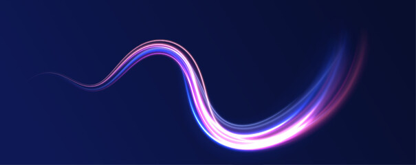 Racing cars dynamic flash effects city road with long exposure night ligh. Neon color glowing lines background, high-speed light trails effect electric light, light effect.	
