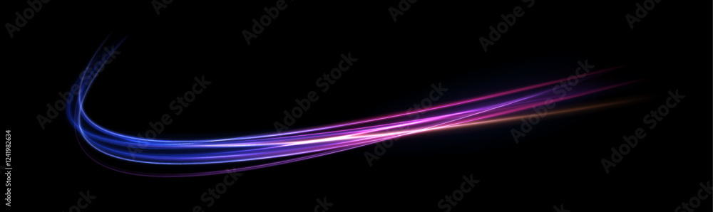 Aufkleber abstract image of speed motion on the road. dark blue abstract background with ultraviolet neon glow