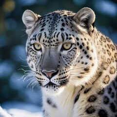 A close up of a snow leopard