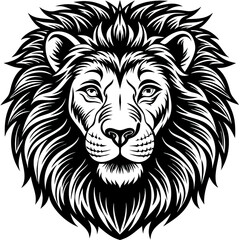 Fototapeta premium This close up captures the powerful expression of a lion with intricate details in its mane and facial features emphasizing its regal presence and strength