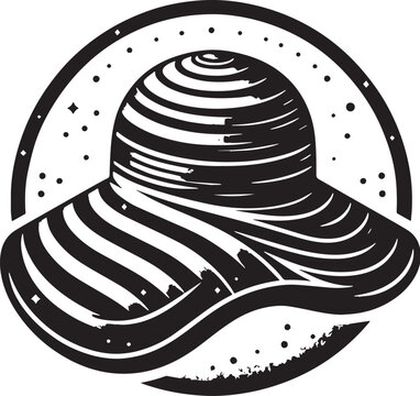 recommend clip art: Sun Hat Silhouette line art vector illustration on white background