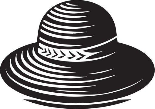 black and white hat with decorative band clip art preview