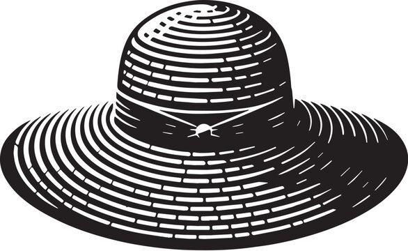 recommend clip art: Sun Hat Silhouette line art vector illustration on white background