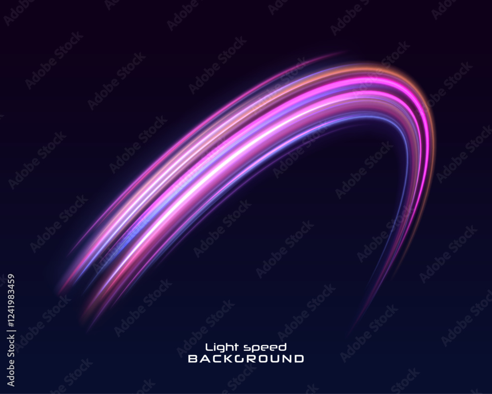 Aufkleber abstract image of speed motion on the road. dark blue abstract background with ultraviolet neon glow