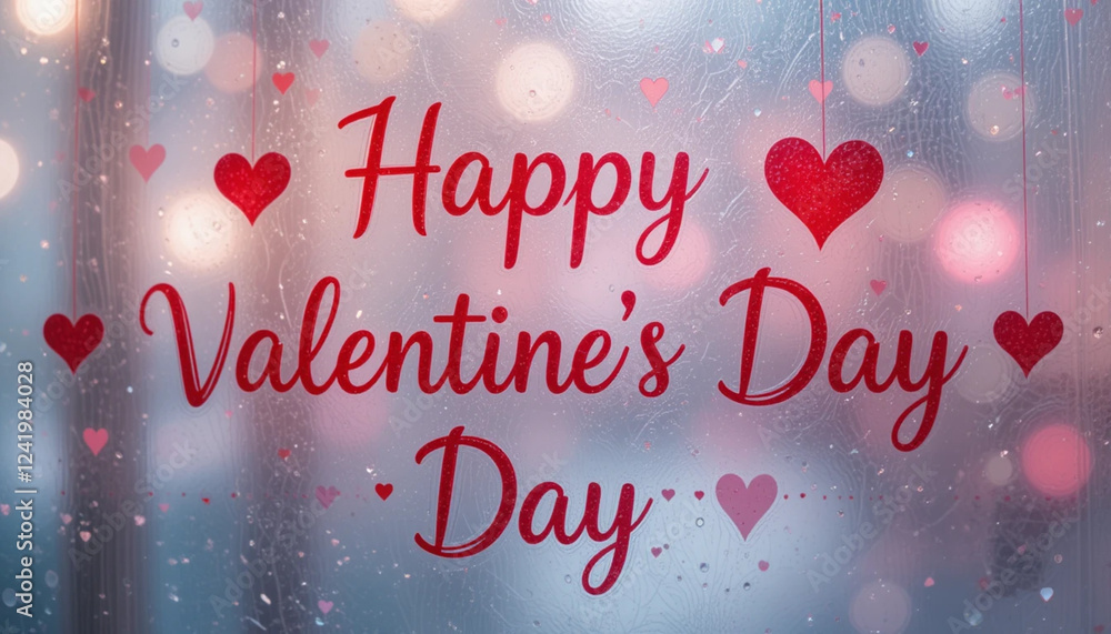 Fototapete valentines day background with heart pattern and typography of happy valentine's day text. inscripti