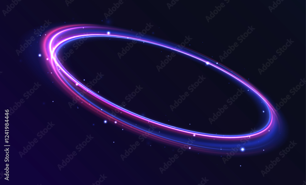 Poster Vector swirl trail effect. Abstract vector fire circles, sparkling swirls and energy light spiral frames.	