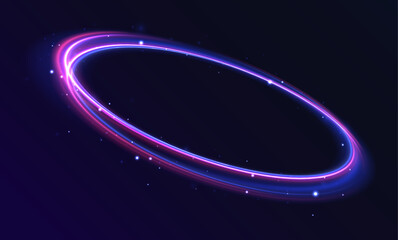 Vector swirl trail effect. Abstract vector fire circles, sparkling swirls and energy light spiral frames.	