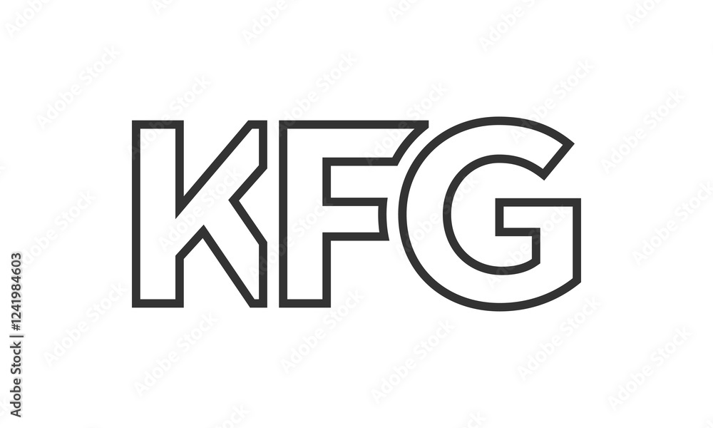 Poster kfg logo design template with strong and modern bold text. initial based vector logotype featuring s