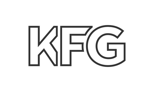 KFG logo design template with strong and modern bold text. Initial based vector logotype featuring simple and minimal typography. Trendy company identity.