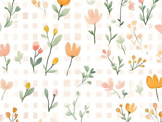 Soft Watercolor Gingham with Pink Tones