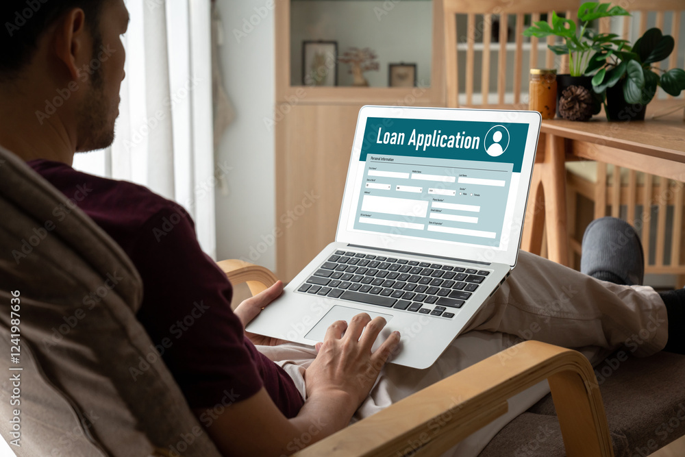 Poster online loan application form for modish digital information collection on the internet network