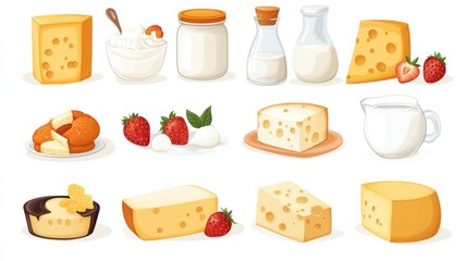 Dairy Delights: Cheese, Milk, and Sweet Strawberries