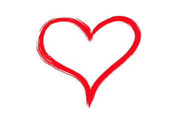 Hand drawing red hollow heart isolated on white background,flat illustration work