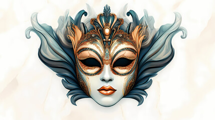 Venetian carnival mask isolated on white background. illustration. vector illustration. with decorations. generaive ai. Mask & Disguise Themes. Illustration