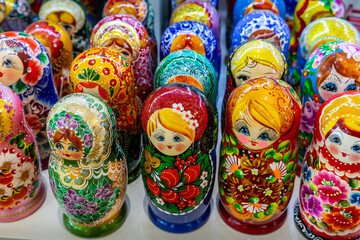 Traditional Matryoshka (Matruşka) dolls or Russian Matryoshka dolls, the most popular souvenir from Russia © Bulent