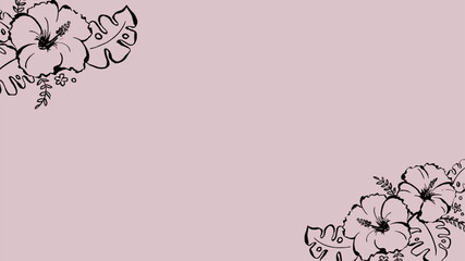 くすみカラーとシンプルなハイビスカス