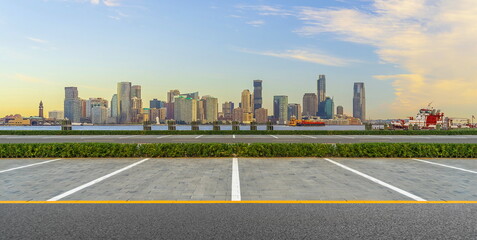 sunset skyline city building road landscape outdoor cityscape travel park
