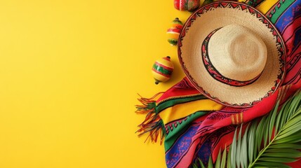 Vibrant Fiesta: Colorful Textiles and Traditional Hat