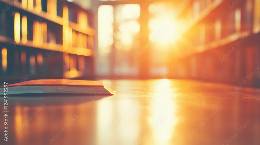 Poster study space in soft light at a library