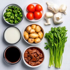 Fresh Ingredients for Cooking Healthy Meals on a Light Background