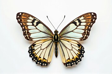 Obraz premium Detailed close-up of a beautiful swallowtail butterfly on white background