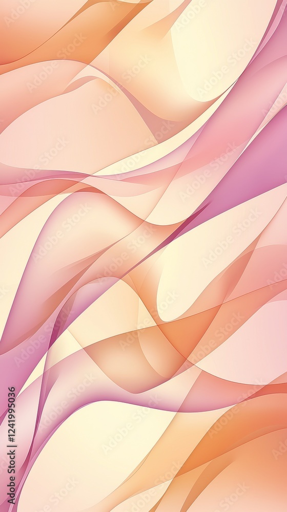Poster intertwined pink and orange wavy lines flowing gracefully, creating a smooth and elegant abstract ba