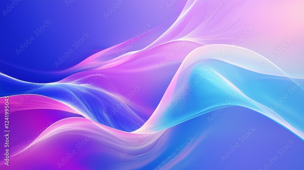 Aufkleber smooth elegant pink and blue waves flowing and overlapping on gradient blue and pink background, cre