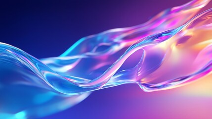 Smooth elegant satin texture forming an abstract wave pattern with iridescent colors flowing on a gradient background, creating a mesmerizing visual effect