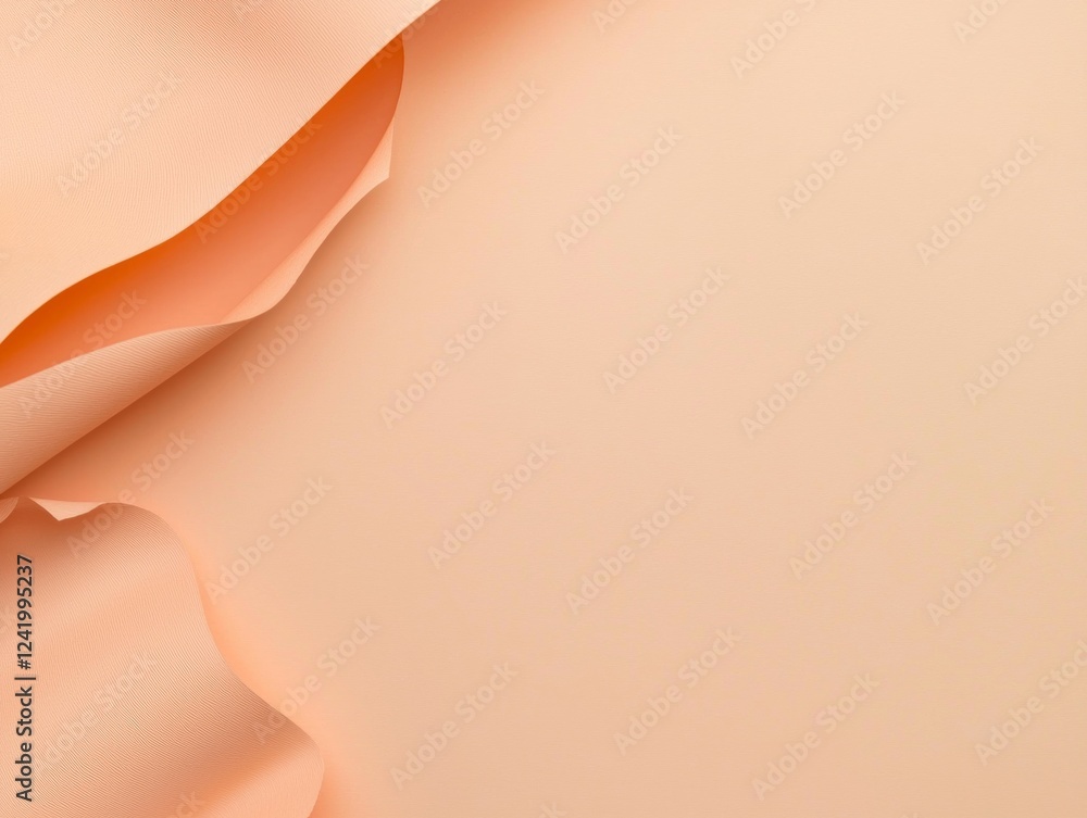 Poster peach-colored canvas material forming elegant waves provides a textured and artistic backdrop with a