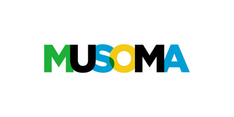 Musoma in the Tanzania emblem. The design features a geometric style, vector illustration with bold typography in a modern font. The graphic slogan lettering.