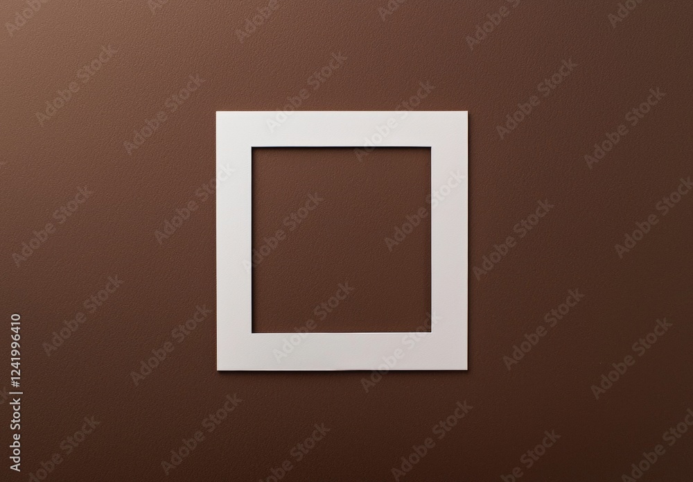 Aufkleber minimalist composition featuring a white empty frame on a textured brown wall, offering a modern and