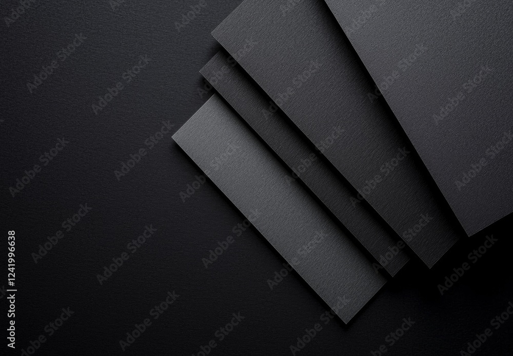 Poster gray paper sheets creating an abstract composition against a dark background, forming a gradient eff