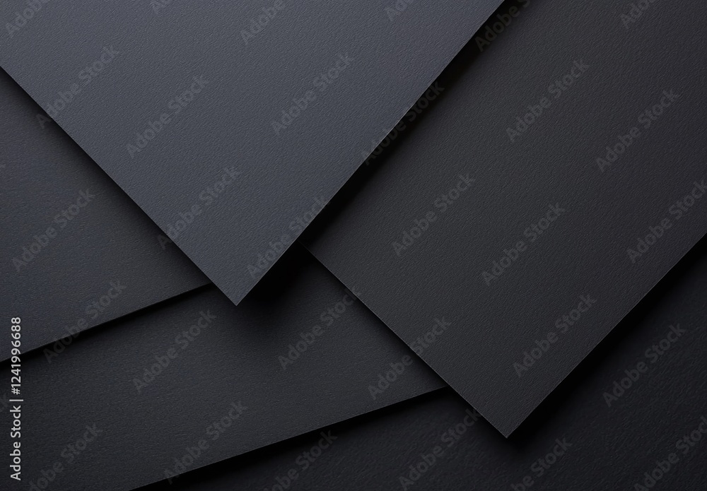 Poster abstract composition featuring overlapping sheets of black paper, creating a visually intriguing int