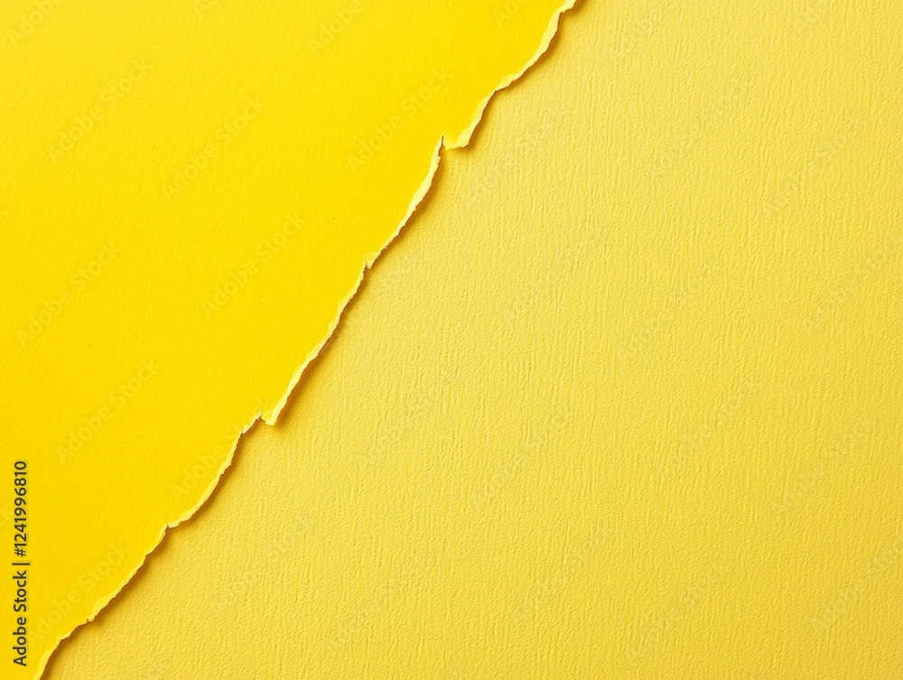 Poster vibrant yellow paper with a textured surface is torn, revealing another layer of the same yellow, cr