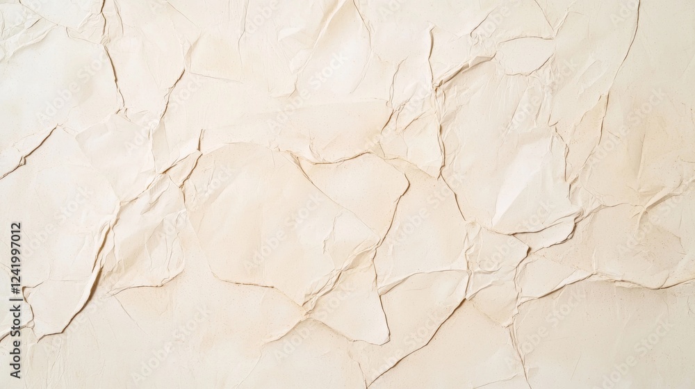 Poster close-up view of beige wrinkled paper creating a variety of abstract shapes and textures, offering a