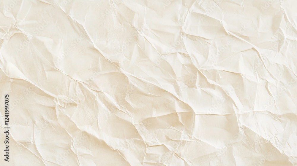 Poster crumpled beige wrapping paper provides a textured and abstract backdrop, suitable for various design