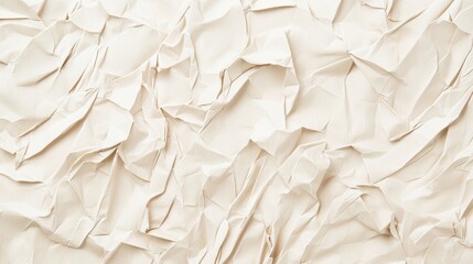 Obraz premium Crumpled white wrapping paper forms a beautifully textured and abstract backdrop, providing an elegant and adaptable visual element perfect for various design applications
