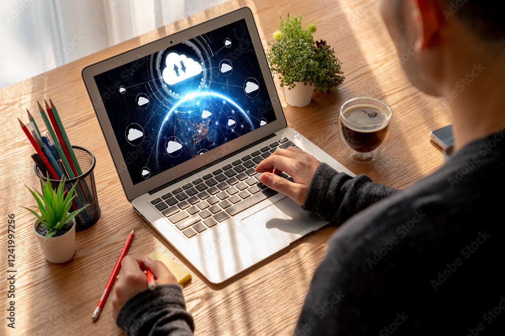 Poster cloud computing software for modish remote work and personal data storage
