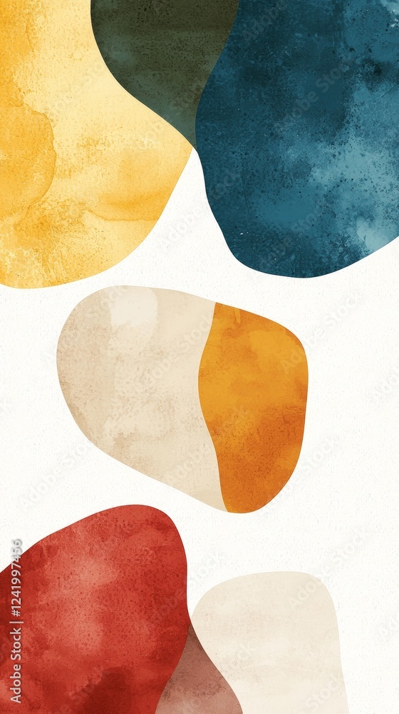 Aufkleber modern abstract art showcasing a harmonious blend of organic shapes, creating a visually engaging co