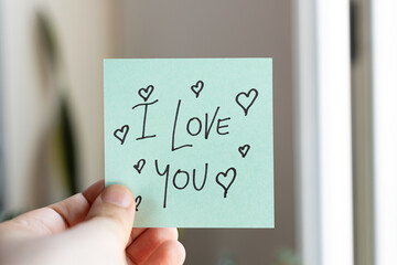 Sticky Notes with 'I Love You' on Colored Paper