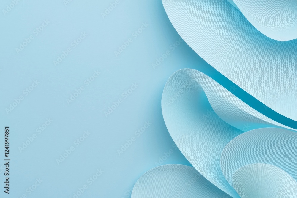 Poster smooth, undulating forms in a soothing gradient of light blue hues create a calming abstract composi