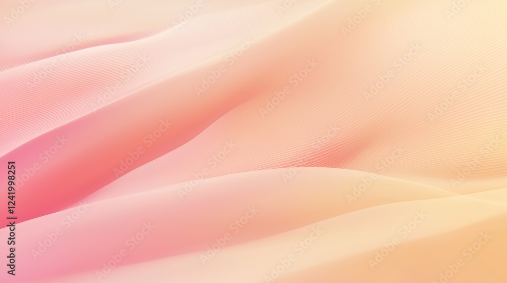 Poster smooth elegant curves creating a dynamic and flowing abstract design with a gradient of pink and ora