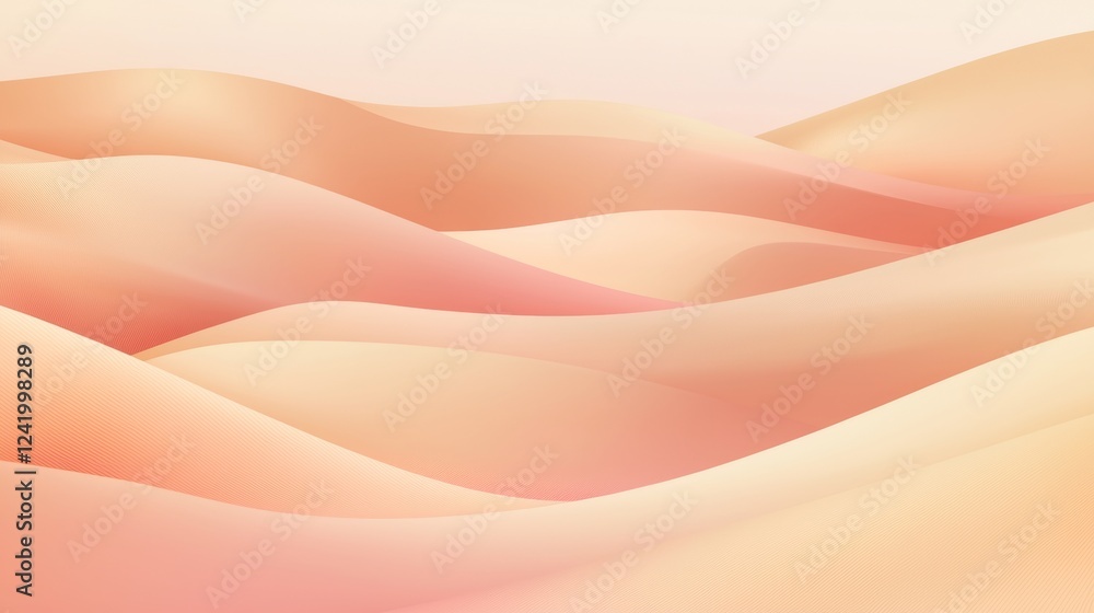 Aufkleber soft, undulating waves in gentle shades of peach and cream create a tranquil and calming abstract ba