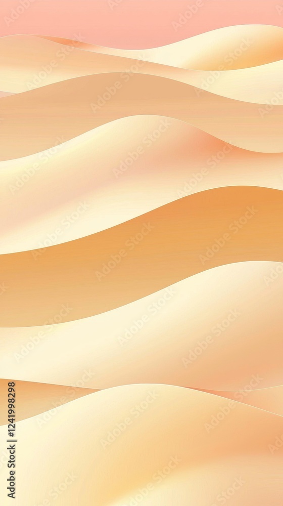 Poster flowing golden waves undulate beneath a soft pink sky, creating a serene and elegant abstract backgr