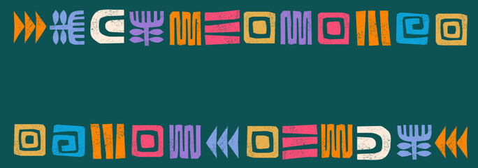 Hand drawn abstract ethnic design, tribal pattern frame and border background - art, textiles, banners, wallpapers, vector design