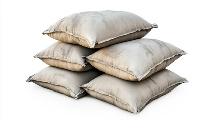 Soft Decorative Cushions Stacked on White Background for Home Decor